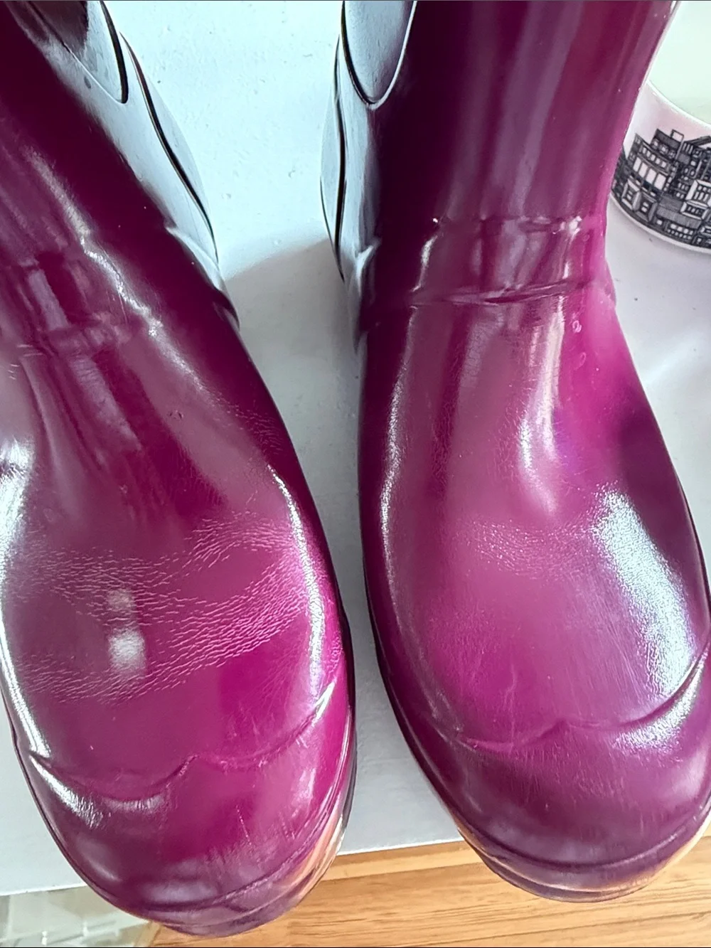 Hunter Tall Glossy Berry Rain Boots